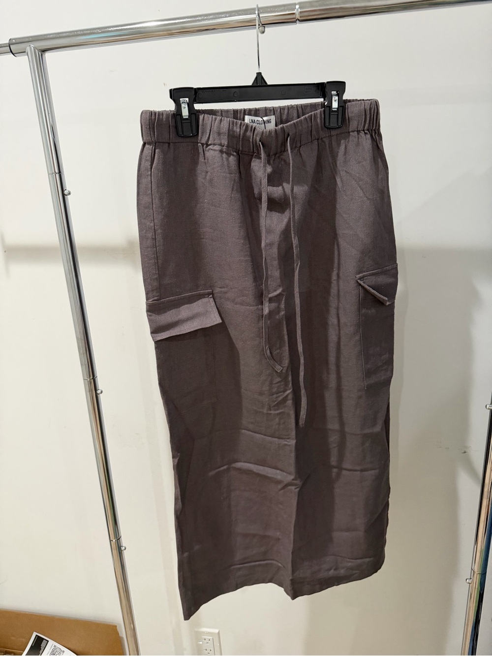 LNA Gray Midi Cargo Skirt